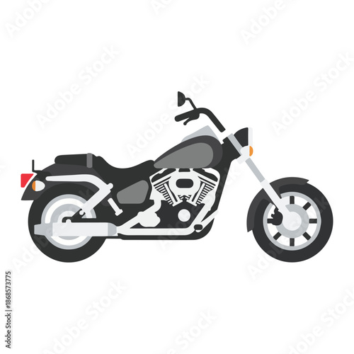Vector illustration of a red sport motorcycle isolated on a white background featuring chrome wheels and a black engine for fast road transportation