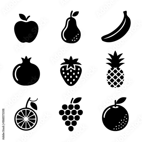 Assorted fruit silhouettes