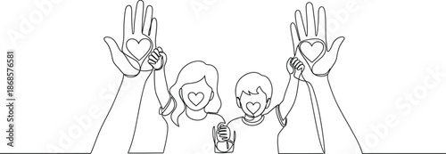 Family showing love and care for each other with heart symbols