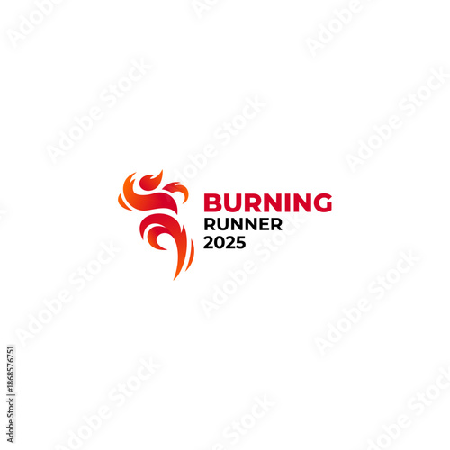 people running with fire burning for running, marathon and other sports logos