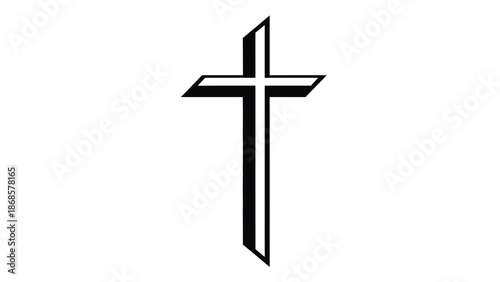Christian Cross Symbol Black and White Vector Icon 2