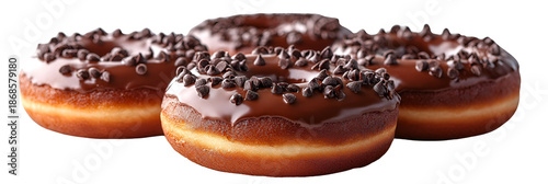 Three chocolate iced donuts