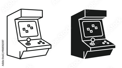 Classic arcade machines with joystick and buttons