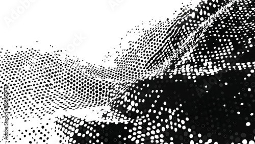 Abstract digital wave pattern a dynamic black and white dotted design