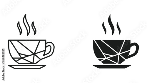 Geometric coffee cup icon set