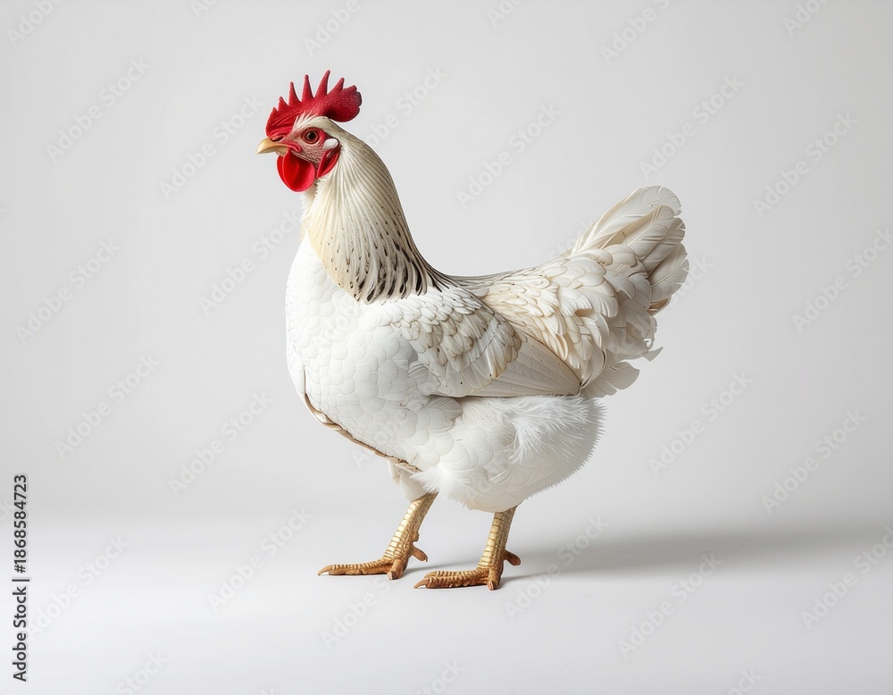 Fototapeta premium Full Body Shot of a White Rooster Poultry
