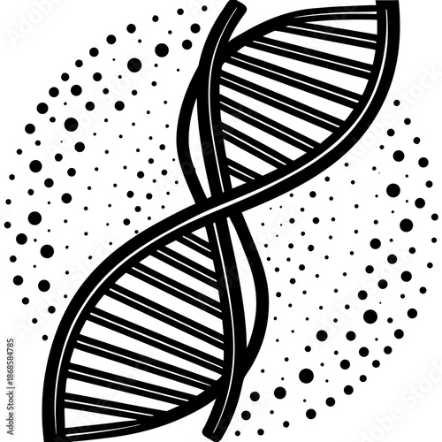 Silhouette of DNA strand, science vector isolated on White Background