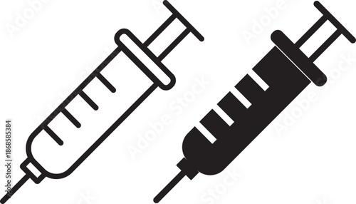 Vaccination icon collection in black. Insulin icon vector simple design. Set of medical syringe icons. Vaccination icon design for signs, logo, apps. Vaccination on transparent background
