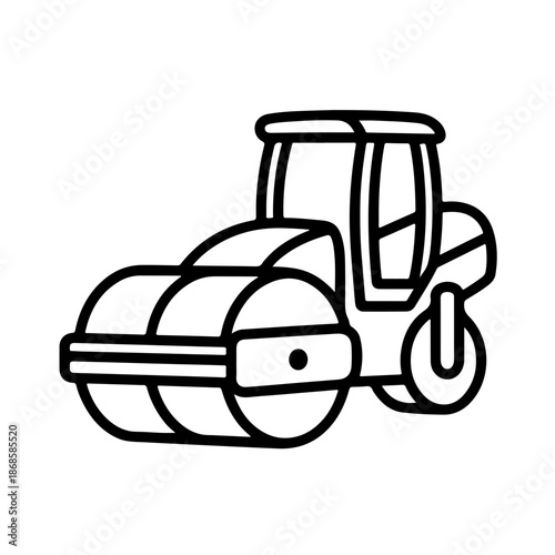 road roller as a simple single icon logo, line art, vector illustration, isolated on transparent background