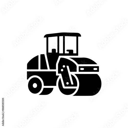 road roller as a simple single icon logo, line art, vector illustration, isolated on transparent background