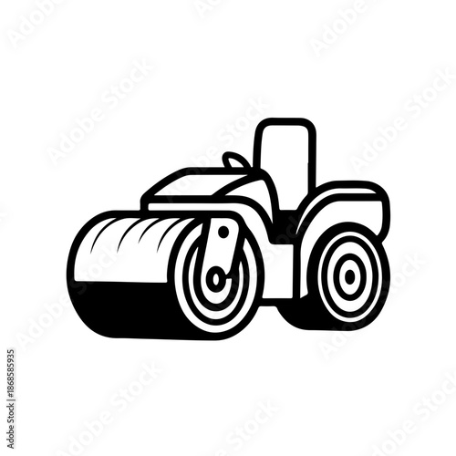 road roller as a simple single icon logo, line art, vector illustration, isolated on transparent background