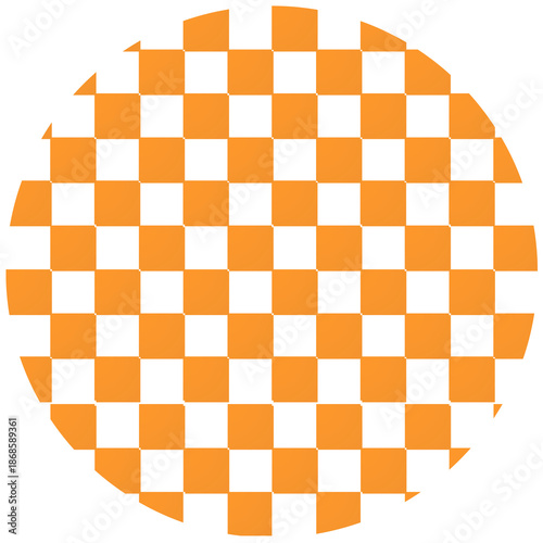 orange Checkered Seamless Circle Pattern Background, Psychedelic Checkerboard Texture, retro style