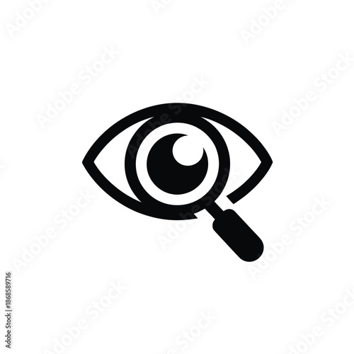 An eye with a magnifying glass a symbol of investigation and sight