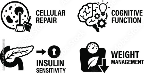 Fasting benefits infographic elements vector set for healthy lifestyle