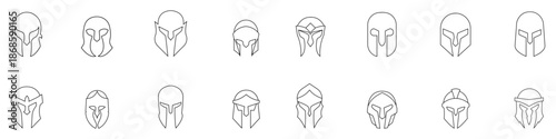 Helmet icon vector set. Knight's helmet Illustration sign collection. Medieval helmet symbol. Armor logo.