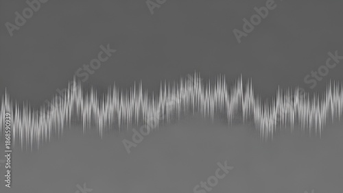 Monochromatic waveform visualization with spiking amplitude variance on grey background