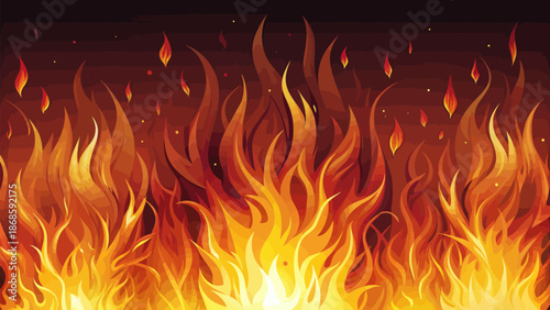 Dynamic Fire Flames Illustration Background