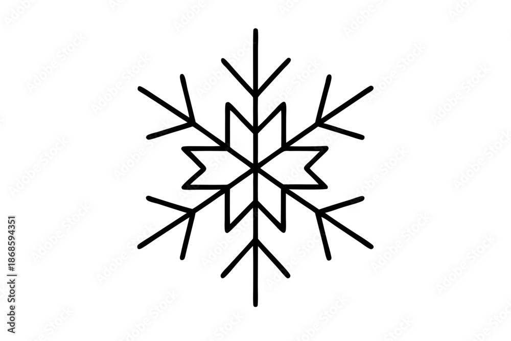 Fototapeta premium Snowflake Winter Season Icon – Cold Weather, Christmas & Frost Symbol