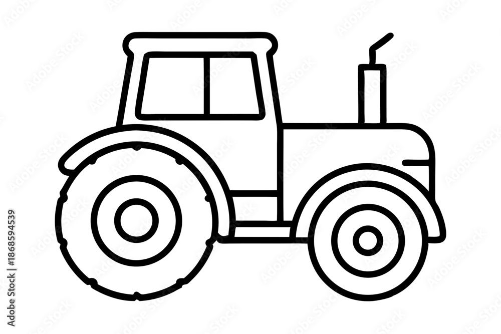 Obraz premium Tractor Farming Line Art Icon – Agriculture Outline Symbol