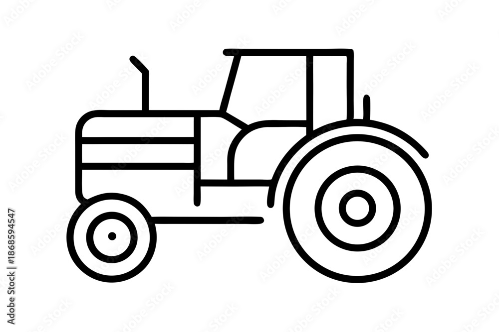 Obraz premium Tractor Farming Line Art Icon – Agriculture Outline Symbol