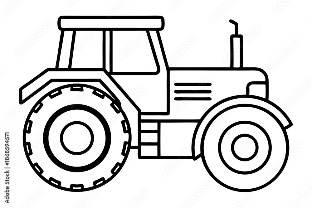 Obraz premium Tractor Farming Line Art Icon – Agriculture Outline Symbol