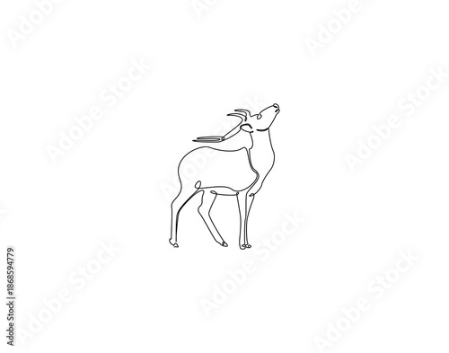 Continuous one line drawing of reindeer animal. One line drawing illustration of santa reindeer. Christmas day concept single line. Editable outline