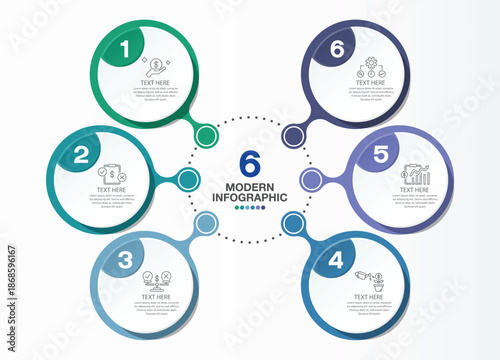 Infographic 6 steps and icons.