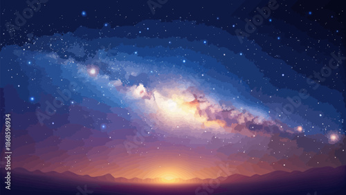 Vibrant Milky Way Galaxy Illustration in Deep Space
