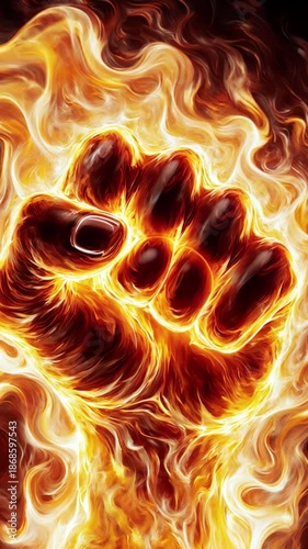 Fiery Fist Concept Symbolizing Power and Strength