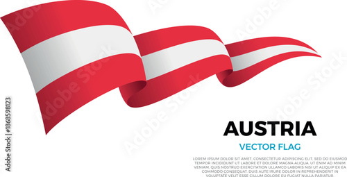 Flag of Austria. Austrian and European Culture. Shining flag with realistic shadows waving in three layers. The elegant curves and realistic shading create a sense of motion