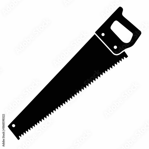 Black and White Hand Saw Silhouette in Vector illustration