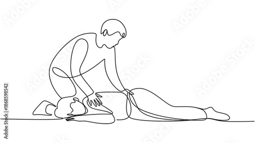 First responder performing life-saving chest compressions on an unconscious individual