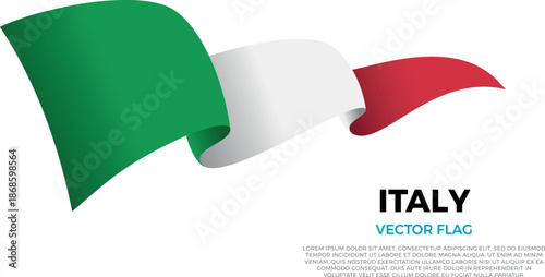Flag of Italy. Italian and European Culture. Shining flag with realistic shadows waving in three layers. The elegant curves and realistic shading create a sense of motion