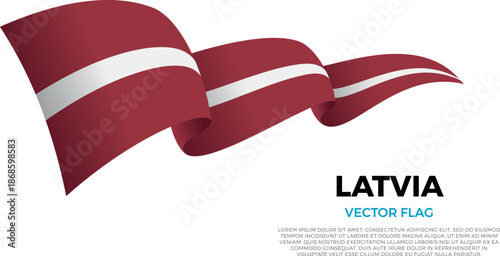 Flag of Latvia. Latvian and North European Culture. Shining flag with realistic shadows waving in three layers. The elegant curves and realistic shading create a sense of motion