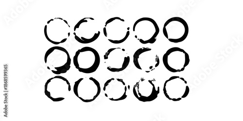 Vector illustration of a circular design pattern featuring round rings and web icons made from 0 to 9 numbers arranged in a colorful bubble concept