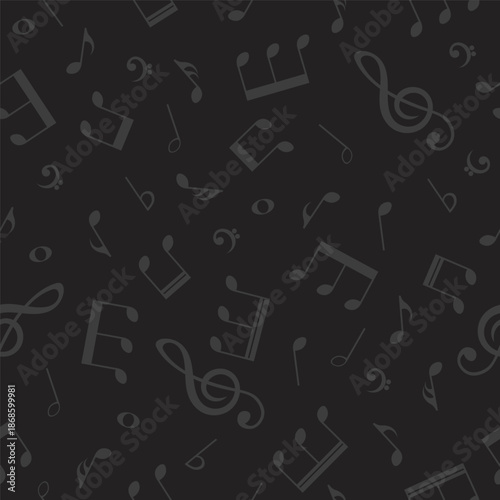 Music notes seamless pattern, musical background, vector illustration.