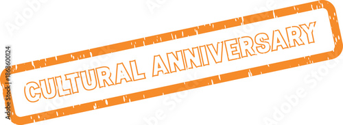 Commemorative orange cultural anniversary stamp for heritage events and significant milestone celebrations