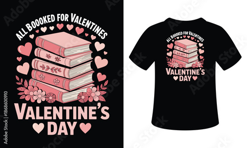 Valentine's book lovers t-shirt design isolated