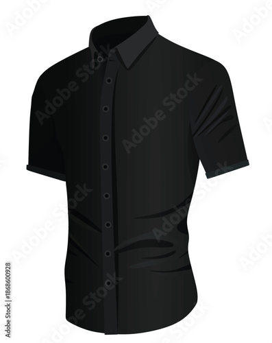 Black short sleeve shirt. vector