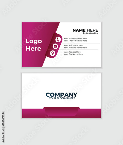 Professional and modern magenta and white corporate identity business card template design