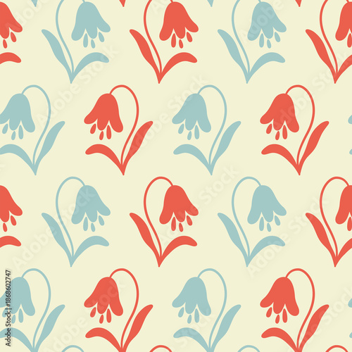 Bezszwowy wzór ze stylizowanymi kwiatami - motyw kwiatowy w graficznym stylu.