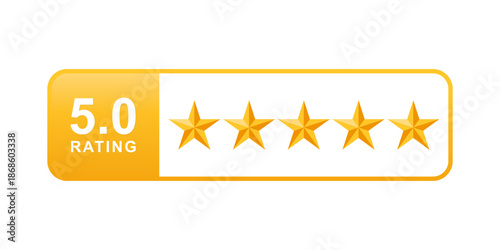 Five stars vector. Five stars customer product rating review icon can use for apps and websites