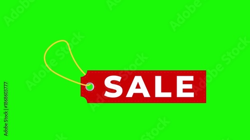 Sale Tag Icon on Green Background