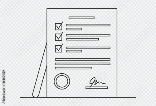 Detailed document checklist with signature and stamp for official purposes