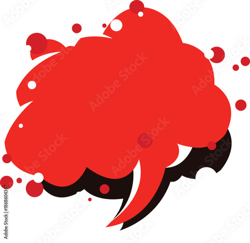 Vector art of red speech bubble with splatters
