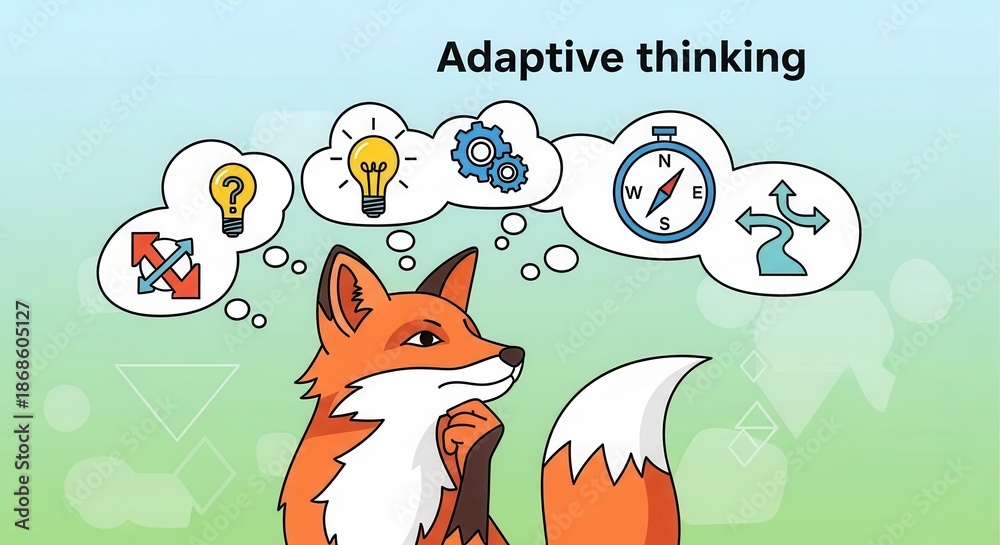 Obraz premium Clever fox contemplates various solutions and navigational choices in its thought process