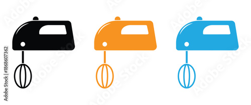 Mixer icon, kitchen appliance for mixing foods. Household equipment. Vector mixer cartoon illustration isolated on white background.