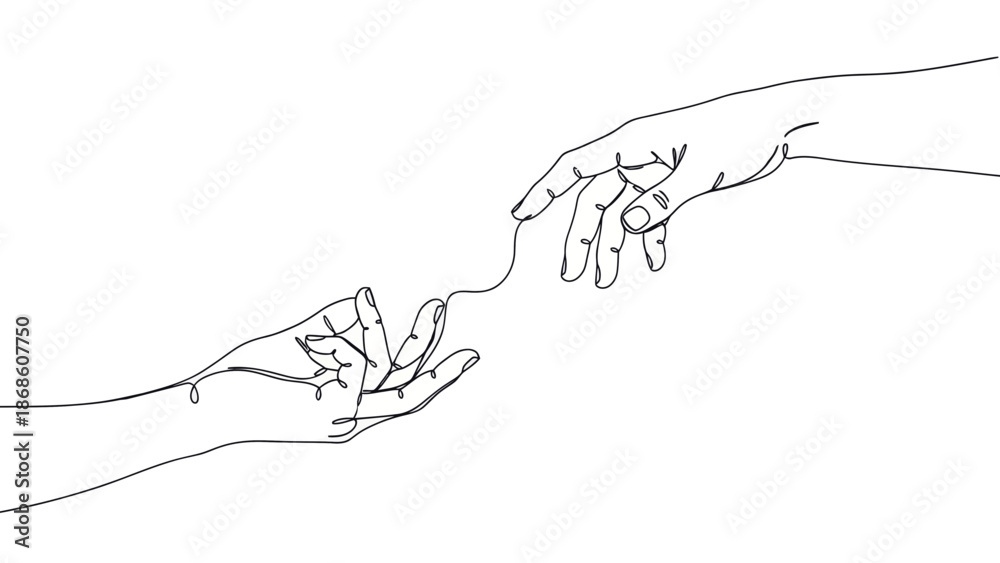 Fototapeta premium Digital Love Connection: Hands Reaching