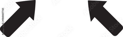 Two Black Silhouette Arrows Pointing Diagonally Upwards direction