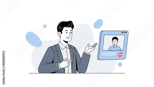 Business man video conference call online meeting with colleague